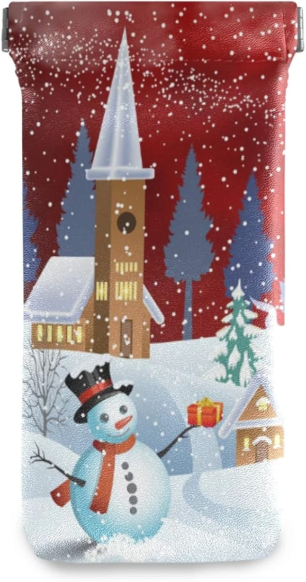 Glasses Pouch Eyeglasses Case - Christmas Night Santa Snowman Moon Squeeze Top Sunglasses Pouch Portable Eyewear Sleeve For Men Women 3 Glasses Pouch Eyeglasses Case - Christmas Night Santa Snowman Moon Squeeze Top Sunglasses Pouch Portable Eyewear Sleeve For Men Women