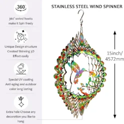 Aoedelyart Hummingbird Wind Spinner For Yard And Garden,12Inch 3D Stainless Steel Hummingbird Wind Spinner Metal Kinetic Yard Art,Garden Decor Worth Gift For Christmas Outdoor&Indoor Wind Sculpture -Xmas Mart Sales 71rbrIYtAjL. AC SL1500