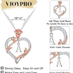 Vjoypro Rose Heart Initial Necklace Gifts For Women Girls, Letter Pendant Necklaces For Women Jewelry Anniversary Birthday Gifts Christmas Valentines Day Gifts For Her Wife Girlfriend Teen Girls -Xmas Mart Sales 71s8RtmVfTL. AC UL1500