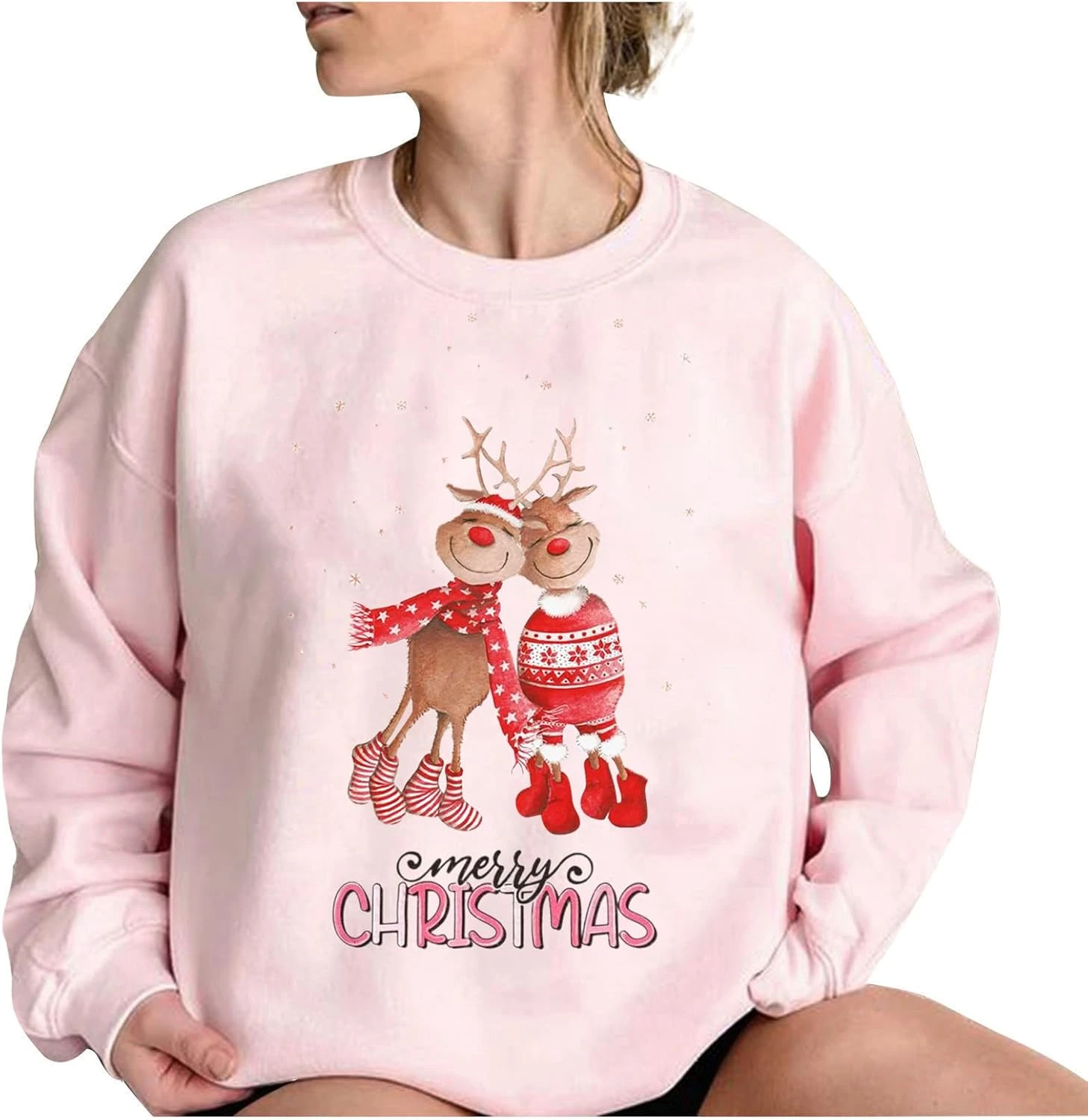 Pitauce 2023 Merry Christmas Sweatshirt For Women Girls Cute Xmas Graphic Plus Size Shirts Long Sleeve Crewneck Pullover Tops 4 Pitauce 2023 Merry Christmas Sweatshirt For Women Girls Cute Xmas Graphic Plus Size Shirts Long Sleeve Crewneck Pullover Tops - Image 2