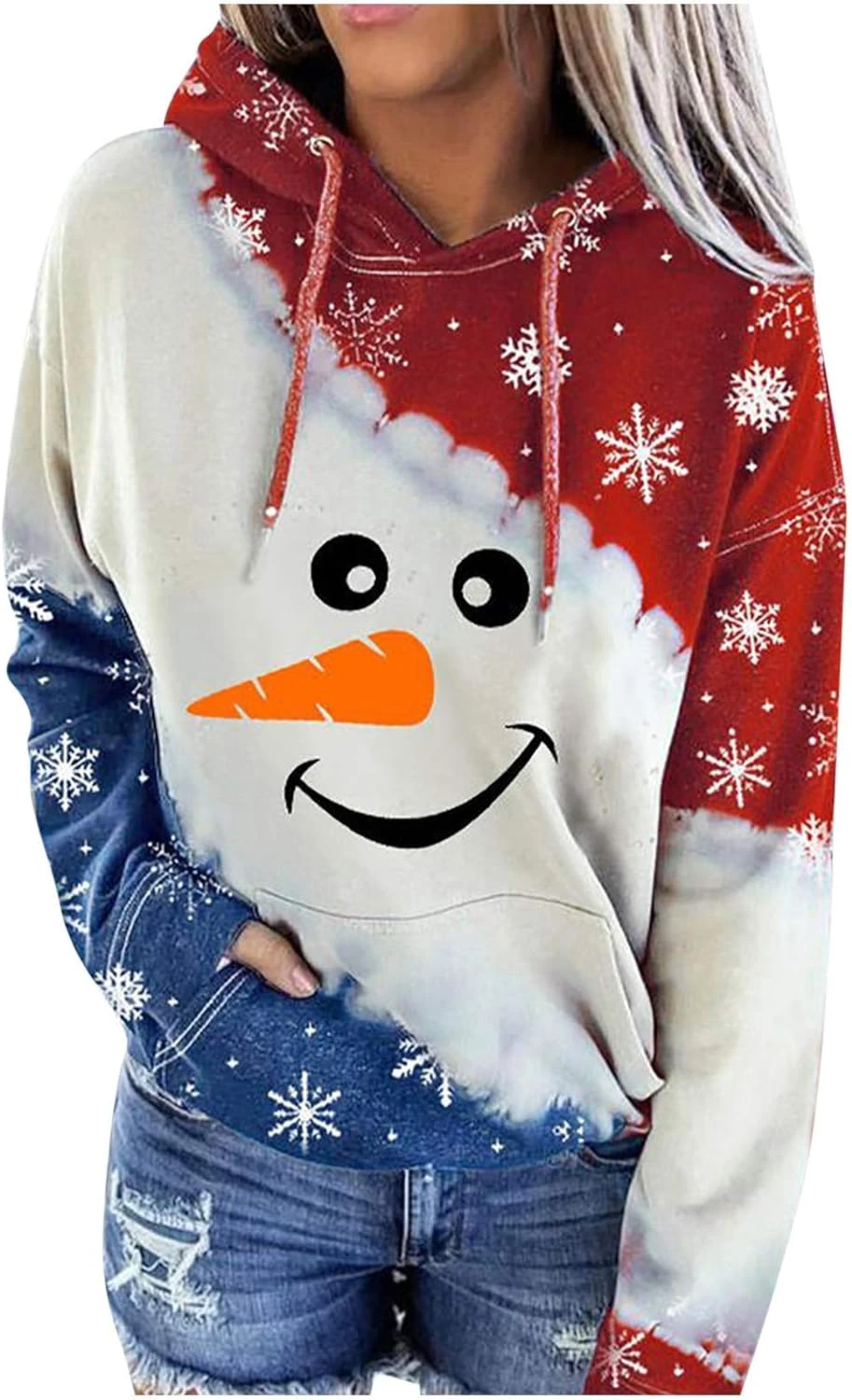 GDDXLM Christmas Sweatshirt For Women Hoodie Pullover Long Sleeve Tops With Pockets Hooded Santa Claus Print Shirts Blouse 4 GDDXLM Christmas Sweatshirt For Women Hoodie Pullover Long Sleeve Tops With Pockets Hooded Santa Claus Print Shirts Blouse - Image 2