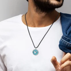 WOUOVO Navy-Anchor Travel-Map Rotatable Compass Necklace - Inspirational Nautical Dream Opal Compass Pendant Necklaces For Women Men,Christmas Jewelry Gifts For Boys And Girls -Xmas Mart Sales 71sq6mjFQeL. AC UL1500