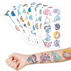 GENERIC 8 Sheet (81Pcs) Narwhal Themed Birthday Party Supplies Decorations Whale Unicorn Temporary Stickers Party Favors Animal Cute Kids Girls Boys Gifts Classroom School Prizes Christmas -Xmas Mart Sales 71trv1x43GL. SL1500