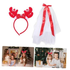 Beavorty 1 Set Veil Bow Bridal Veil Tiara For Girls Hair Accessory For Girls Christmas Headband Fashion Headband Reindeer Costume Headdress Girls Veil Headband Christmas Veil Bow Headdress -Xmas Mart Sales 71uJiLKdP7L. SL1500