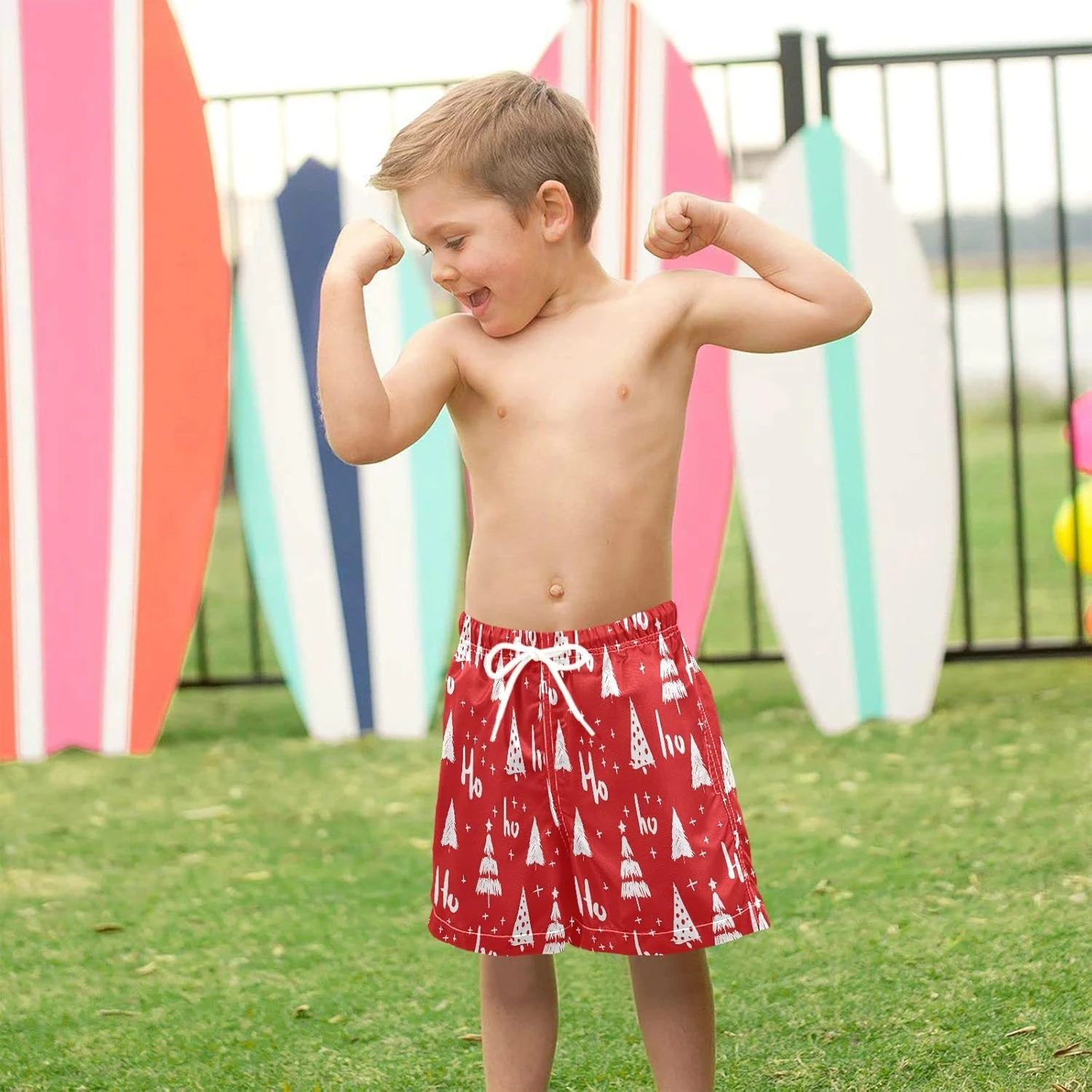 Christmas Tree Hohoho Boys Swim Trunks Toddler Beach Board Shorts Quick Dry Kids Swimwear Bathing Suits L 4 Christmas Tree Hohoho Boys Swim Trunks Toddler Beach Board Shorts Quick Dry Kids Swimwear Bathing Suits L - Image 2