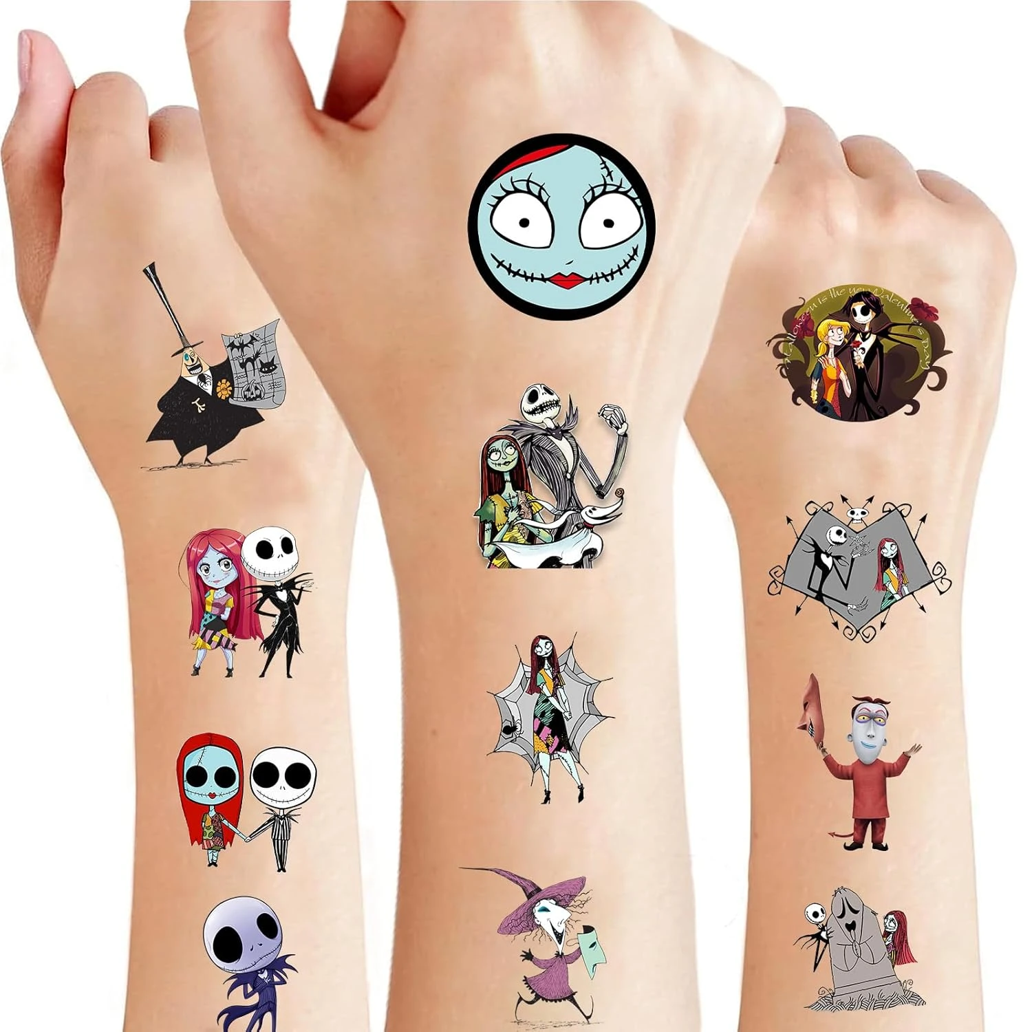 Nightmare Before Christmas Party Supplies,8 Sheets 100Pcs Jack And Sally Temporary Tattoos Party Favors,Removable Skin Safe, Fake Tattoo Stickers For Halloween Party Gifts Favor Supplies 10 Nightmare Before Christmas Party Supplies,8 Sheets 100Pcs Jack And Sally Temporary Tattoos Party Favors,Removable Skin Safe, Fake Tattoo Stickers For Halloween Party Gifts Favor Supplies - Image 8