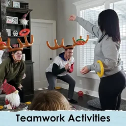 DS. DISTINCTIVE STYLE Inflatable Reindeer Antler Christmas Party Game Hat Antler Ring Toss Game For Xmas Holiday Party Supplies Favors (2 Antlers 12 Rings) -Xmas Mart Sales 71v06Vup9KL. AC SL1500