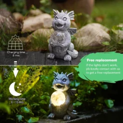 Qeeman Garden Dragon Statue Solar Powered Led Lights- Adorable Dragon Decoration With Gazing Ball For Garden Yard, Lawn- Gifts For Women Christmas/Mother’s Day 13 Qeeman Garden Dragon Statue Solar Powered Led Lights- Adorable Dragon Decoration With Gazing Ball For Garden Yard, Lawn- Gifts For Women Christmas/Mother’s Day -Xmas Mart Sales 71vxCTlcJML. AC SL1500