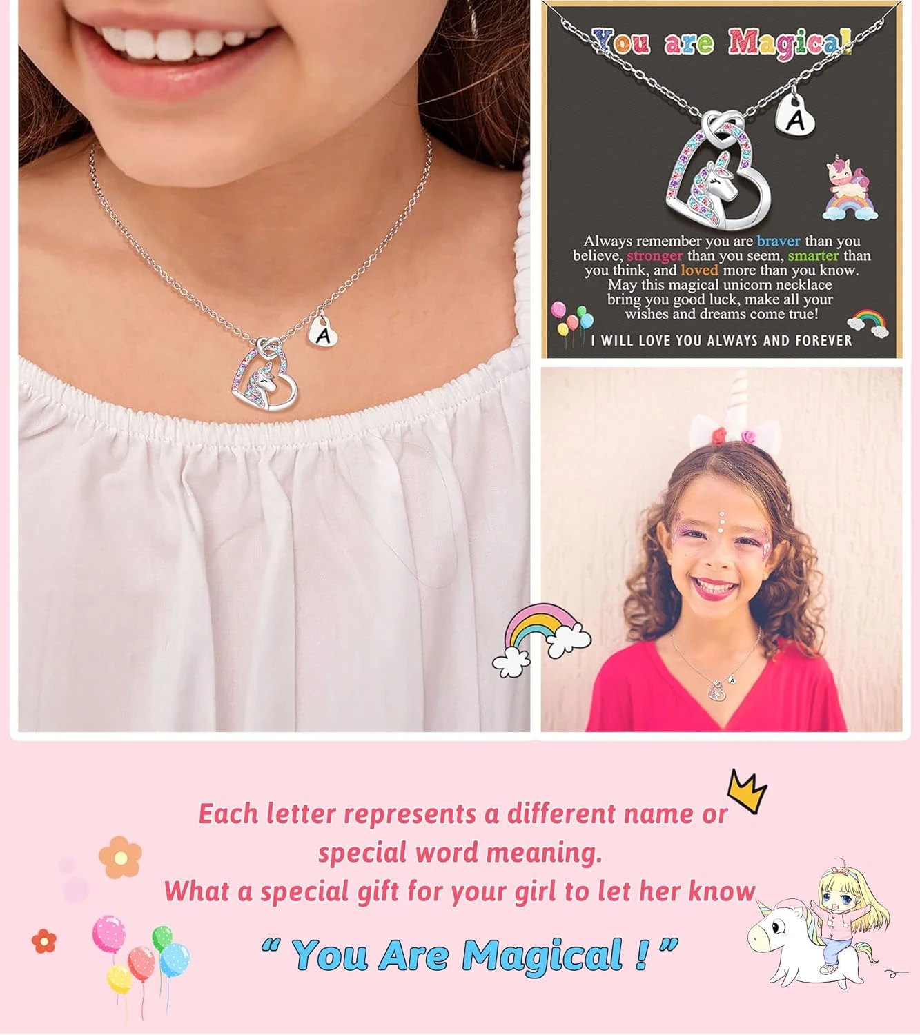 UNGENT THEM Silver Unicorn Letter Initial Necklaces For Girls Birthday Christmas Valentines Day Gifts 4 UNGENT THEM Silver Unicorn Letter Initial Necklaces For Girls Birthday Christmas Valentines Day Gifts - Image 2