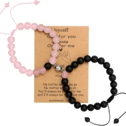 Matching Bracelet For Couples Friendship Birthday Long-Distance Pinky Promise Bracelets Gift For Him Her Cute Unique Jewelry Gift For Boyfriend Girlfriend Husband Wife Valentine's Day Christmas Anniversary Bead Bracelet