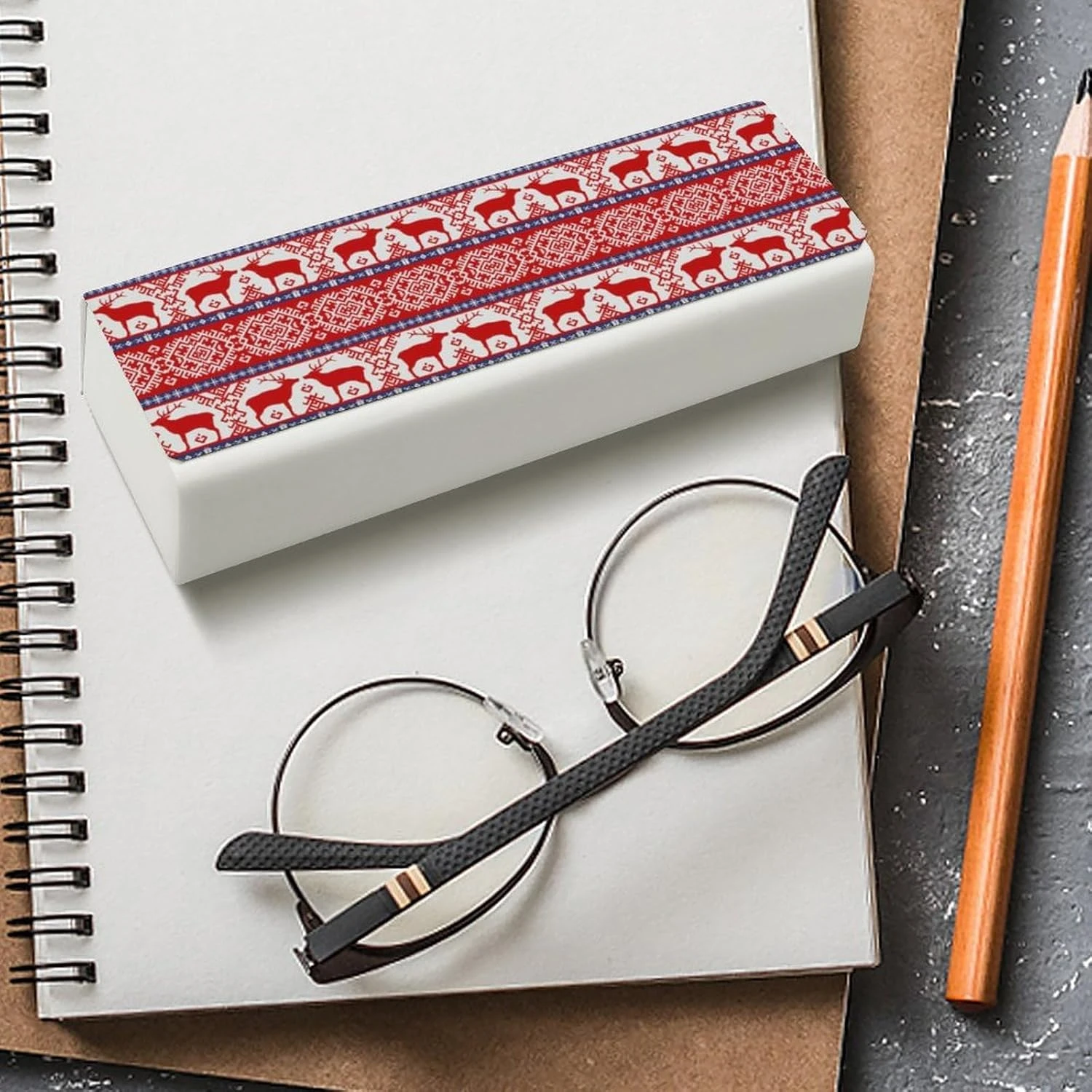 Christmas Folk Pattern With Deer Unisex Glasses Case Portable Fashion Protective Box Eye Glasses Holder Container 6 Christmas Folk Pattern With Deer Unisex Glasses Case Portable Fashion Protective Box Eye Glasses Holder Container - Image 4