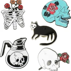 YengHome Cute Enamel Lapel Pins Brooches Sets, DIY Dogs Cats Animal Plant Punk Christmas Halloween Brooches Pin Badges For Clothing Bags Backpacks Jackets Hat