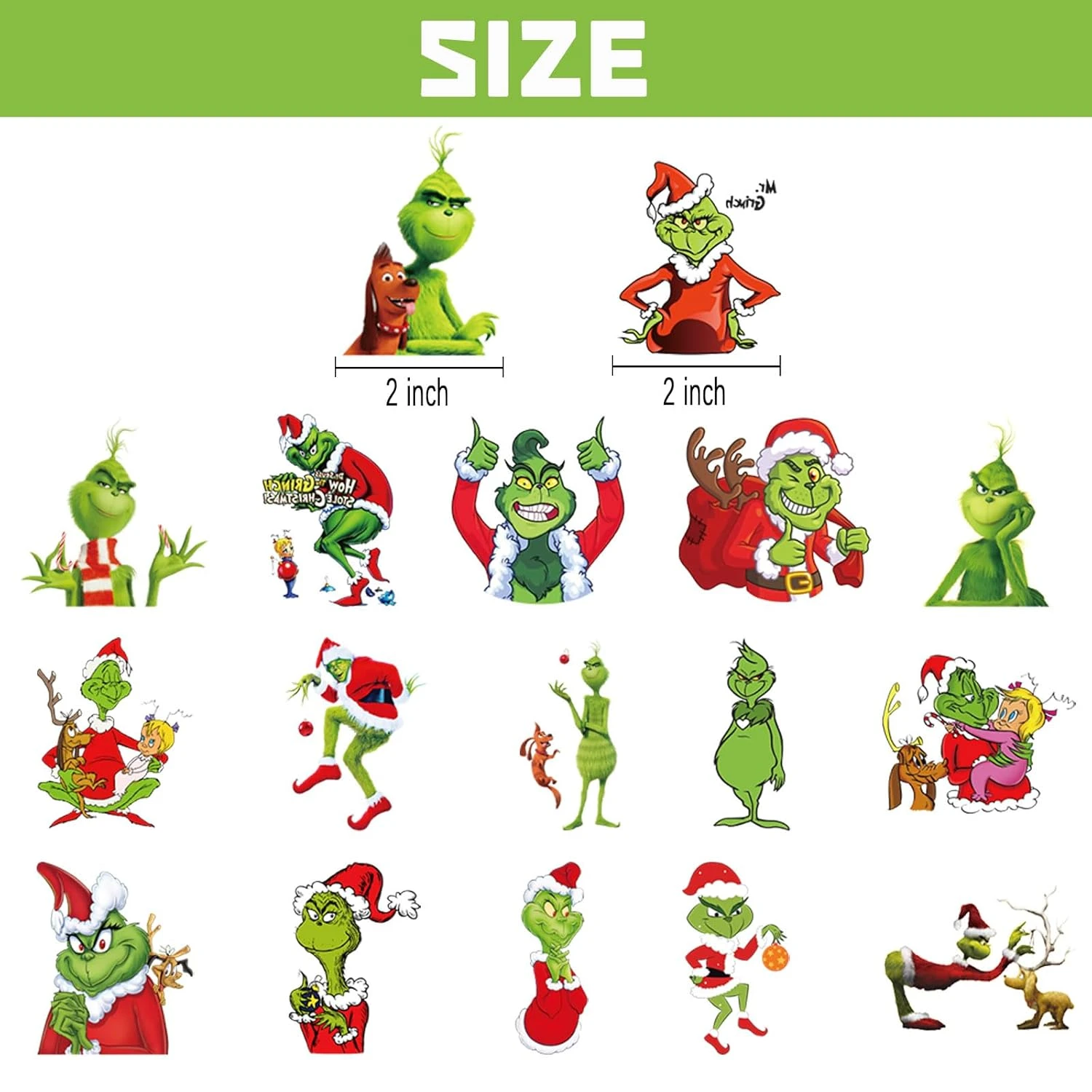 Grinch Christmas Birthday Party Supplies, 34Pcs Temporary Tattoos Party Favors, Removable Skin Safe, Fake Tattoo Stickers For Goody Bag Treat Bag Stuff For Christmas Birthday Party Gifts Add Some Magic To Your Look 4 Grinch Christmas Birthday Party Supplies, 34Pcs Temporary Tattoos Party Favors, Removable Skin Safe, Fake Tattoo Stickers For Goody Bag Treat Bag Stuff For Christmas Birthday Party Gifts Add Some Magic To Your Look - Image 2