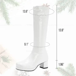 CELNEPHO Women's Fashion Knee High Boots, Round Toe Slim Chunky Mid Heel Platform Costume Mid Calf Go Go Boots For Christmas -Xmas Mart Sales 71xjJfew L. AC UL1500