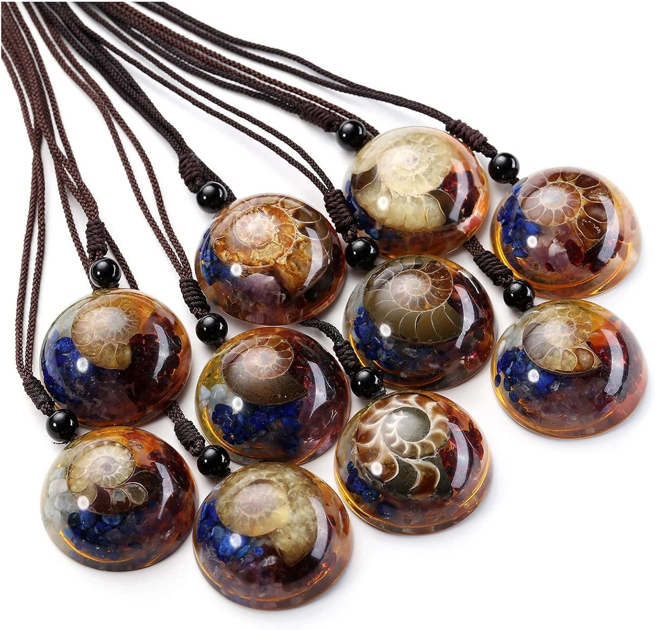 Jovivi 7 Chakra Gemstone Reki Healing Crystal Necklace Round Circle Shape Ammonite Fossil Resin Chip Stones Pendant Necklace For Women Men Tree Of Life Jewelry Christmas Gifts 7 Jovivi 7 Chakra Gemstone Reki Healing Crystal Necklace Round Circle Shape Ammonite Fossil Resin Chip Stones Pendant Necklace For Women Men Tree Of Life Jewelry Christmas Gifts - Image 5