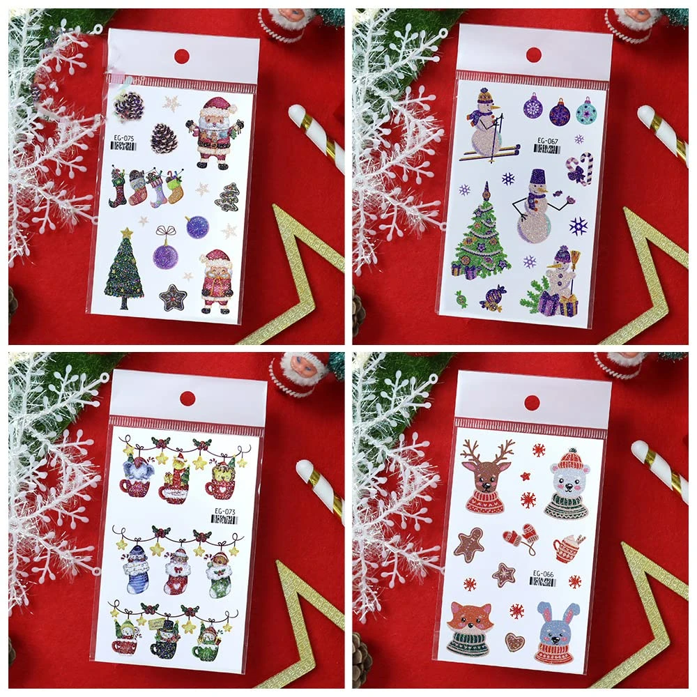 Christmas Temporary Tattoo For Kids Winter Stickers Decals For Body Face Arm Decorations Fake Tattoos Kit 12 Sheets Xmas Holiday Party Favor Supplies Snowflake Santa Claus Wreath Deer Design 4 Christmas Temporary Tattoo For Kids Winter Stickers Decals For Body Face Arm Decorations Fake Tattoos Kit 12 Sheets Xmas Holiday Party Favor Supplies Snowflake Santa Claus Wreath Deer Design - Image 2