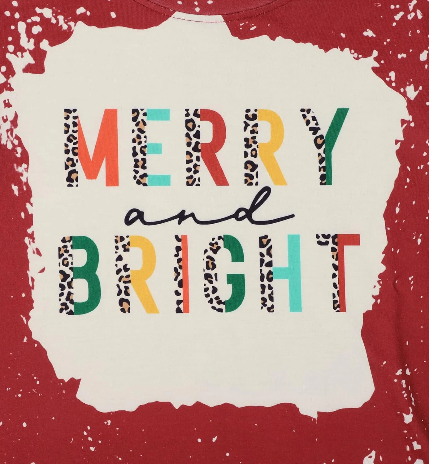 MOUSYA Christmas T-Shirt Women Merry Bright Colorful Letter Printed Sweatshirt Casual Long Sleeve Round Neck Pullover Tops 5 MOUSYA Christmas T-Shirt Women Merry Bright Colorful Letter Printed Sweatshirt Casual Long Sleeve Round Neck Pullover Tops - Image 3