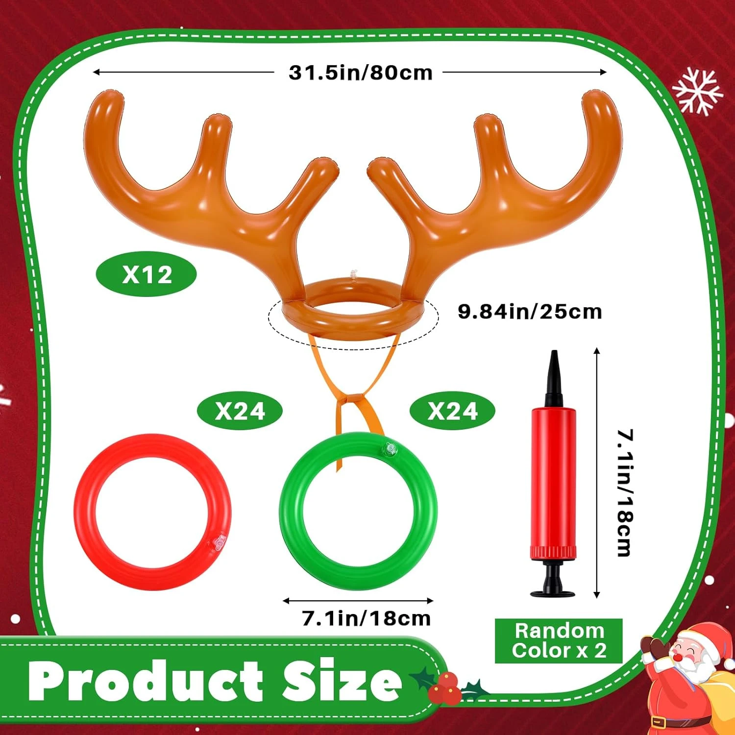 Glimin 12 Set Inflatable Antler Ring Toss Game Christmas Ring Toss Games Fun Xmas Party Game For Kids Adults Outdoor Indoor Christmas Party Favors, 12 Pcs Antlers 48 Pcs Rings 4 Glimin 12 Set Inflatable Antler Ring Toss Game Christmas Ring Toss Games Fun Xmas Party Game For Kids Adults Outdoor Indoor Christmas Party Favors, 12 Pcs Antlers 48 Pcs Rings - Image 2