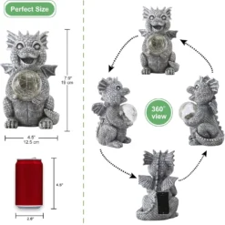 Qeeman Garden Dragon Statue Solar Powered Led Lights- Adorable Dragon Decoration With Gazing Ball For Garden Yard, Lawn- Gifts For Women Christmas/Mother’s Day 11 Qeeman Garden Dragon Statue Solar Powered Led Lights- Adorable Dragon Decoration With Gazing Ball For Garden Yard, Lawn- Gifts For Women Christmas/Mother’s Day -Xmas Mart Sales 71zokBQHMWL. AC SL1500