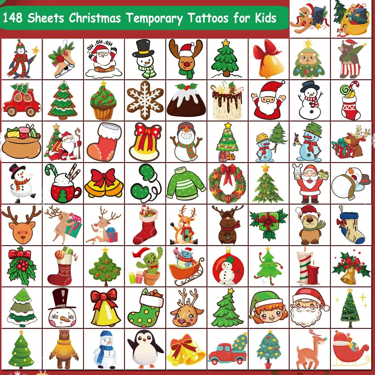 CHARLENT Christmas Temporary Tattoos For Kids - 148 PCS Christmas Individual Tattoos For Kids Christmas Xmas Party Favors, Stocking Stuffer, Christmas Eve Gift 5 CHARLENT Christmas Temporary Tattoos For Kids - 148 PCS Christmas Individual Tattoos For Kids Christmas Xmas Party Favors, Stocking Stuffer, Christmas Eve Gift - Image 3