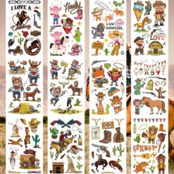 ANIUVOT Western Temporary Tattoos Cowboy Cowgirl Kids Birthday Party Favors 12 Sheets, Rodeo Bachelorette Tattoos, Giddy Up Bach Party Decorations, Children Goody Bag Fillers For Halloween Christmas -Xmas Mart Sales 81 mJk3X16L. SL1200
