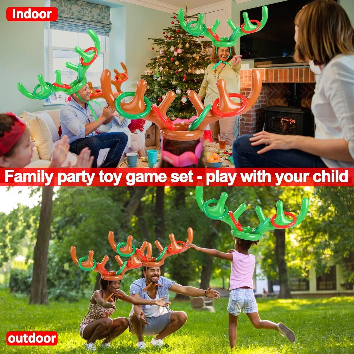 2 Set Christmas Inflatable Reindeer Antler Ring Toss Game Xmas Antler Heandband Toys Christmas Party Game Supplies For School Family Team Game Indoor Outdoor 7 2 Set Christmas Inflatable Reindeer Antler Ring Toss Game Xmas Antler Heandband Toys Christmas Party Game Supplies For School Family Team Game Indoor Outdoor - Image 5