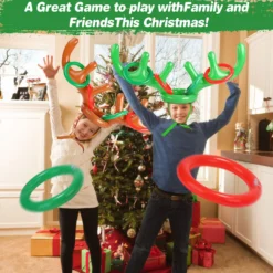 IGeeKid 3 Set Total 15 Pieces Inflatable Reindeer Antler Ring Toss Game For Christmas Party Supplies Xmas Target Game Toys Christmas Stock Stuffer Christmas Party Games (3 Antlers 12 Rings) -Xmas Mart Sales 8116TceAEVL. AC UL1500