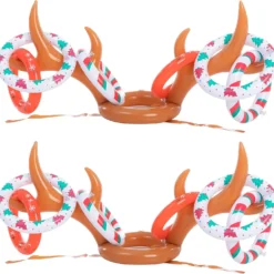 JOYIN 2 Sets Inflatable Reindeer Antler Toss Game Christmas Party Games Ring Toss Game For Christmas Party Supplies One Size Fit All