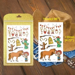 ANIUVOT Western Temporary Tattoos Cowboy Cowgirl Kids Birthday Party Favors 12 Sheets, Rodeo Bachelorette Tattoos, Giddy Up Bach Party Decorations, Children Goody Bag Fillers For Halloween Christmas -Xmas Mart Sales 811ficlYPDL. SL1200