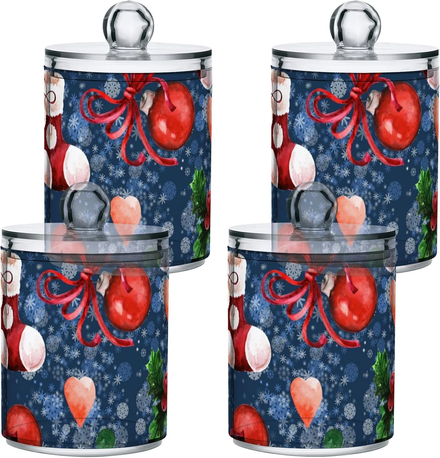 Kigai Clear Bathroom Container, Christmas Stocking Cotton Swab Ball Cans, Clear Plastic Acrylic Jar For Cotton Swabs, Cotton Balls, Dental Floss, Bath Salts, 4 Pack Of 13.6 OZ 4 Kigai Clear Bathroom Container, Christmas Stocking Cotton Swab Ball Cans, Clear Plastic Acrylic Jar For Cotton Swabs, Cotton Balls, Dental Floss, Bath Salts, 4 Pack Of 13.6 OZ - Image 2