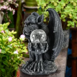 MIBUNG Large Gargoyle Statue Holding Magic Orb With Solar Lights, Halloween Outdoor Decor, Gargoyle Monster Garden Guardian Gothic Creep Scary Sculpture, Patio Yard Lawn Decoration,Gift For Christmas -Xmas Mart Sales 812tf4TfguL. AC SL1500