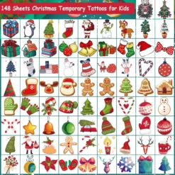 CHARLENT 148 PCS Christmas Temporary Tattoos For Kids - Xmas Individual Tattoos For Kids Christmas Party Favors, Stocking Stuffer, Christmas Eve Gift -Xmas Mart Sales 8137nVf iL. SL1300