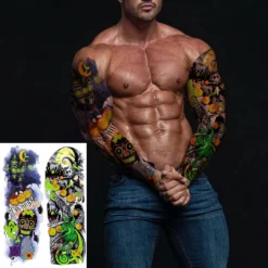 Halloween Full Arm Glow Temporary Tattoos, Nightmare Before Christmas Pumpkin Lantern Tumbler Luminous Tattoo Stickers For Men Women Makeup, 4-Sheet -Xmas Mart Sales 813BqA5P3vL. SL1500