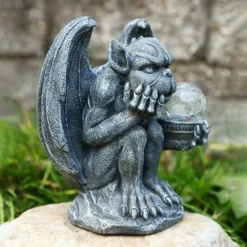 MIBUNG Large Gargoyle Statue Holding Magic Orb With Solar Lights, Halloween Outdoor Decor, Gargoyle Monster Garden Guardian Gothic Creep Scary Sculpture, Patio Yard Lawn Decoration,Gift For Christmas -Xmas Mart Sales 813H7LSES1L. AC SL1500