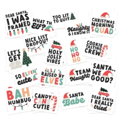 FashionTats Sassy Christmas Temporary Tattoos | Pack Of 36 | MADE IN THE USA | Skin Safe | Removable