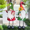 HONGLAND Metal Gnome Yard Art Outdoor Garden Gnome Statue 18 Inch Gnome Figurine Decorative Stakes For Holiday Christmas Lawn Patio Yard Garden Decor-2 PCS