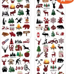 GENERIC 8 Sheets (96PCS) Lumberjack Temporary Tattoos Birthday Party Decorations Supplies Tattoos Stickers Cute Party Favors Kids Girls Boys Gifts Classroom School Prizes Themed Christmas -Xmas Mart Sales 814xQN3BeiL. AC SL1500