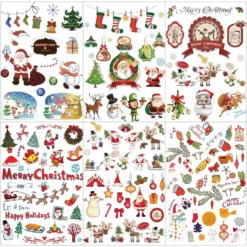 Christmas Temporary Tattoos For Kids - 150+ Christmas Tattoos Cute Designs For Merry Christmas Party Favors, Stocking Stuffer, Christmas Eve Gift, Xmas Tree + Lights, Santa, Christmas Tattoos Sticker For Christmas Party
