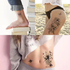 Aresvns Black Flower Realistic Temporary Tattoo For Women 250 Pcs,Waterproof Sexy Floral Fake Tattoos That Look Real And Last Long For All Ages Christmas Gift -Xmas Mart Sales 815FUKwCb5L. SL1500