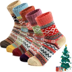 Besky Womens Socks Winter Wool Socks Cozy Knit Warm Winter Socks For Mountain Climbing, Skiing And Christmas Gifts
