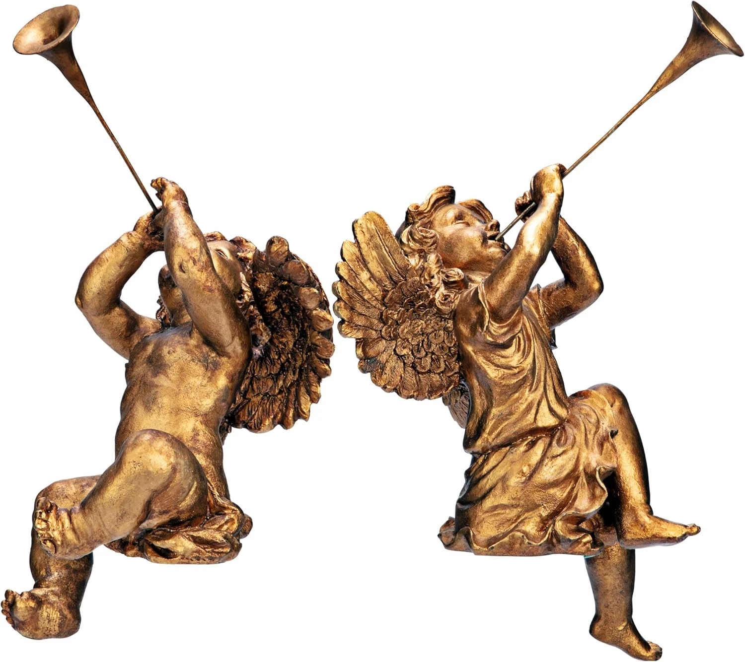 Design Toscano Christmas Decorations-Trumpeting Boy And Girl Of St. Peters Square-Holiday Angel Statue, Set Of 2, Gold, 2 Count 8 Design Toscano Christmas Decorations-Trumpeting Boy And Girl Of St. Peters Square-Holiday Angel Statue, Set Of 2, Gold, 2 Count - Image 6