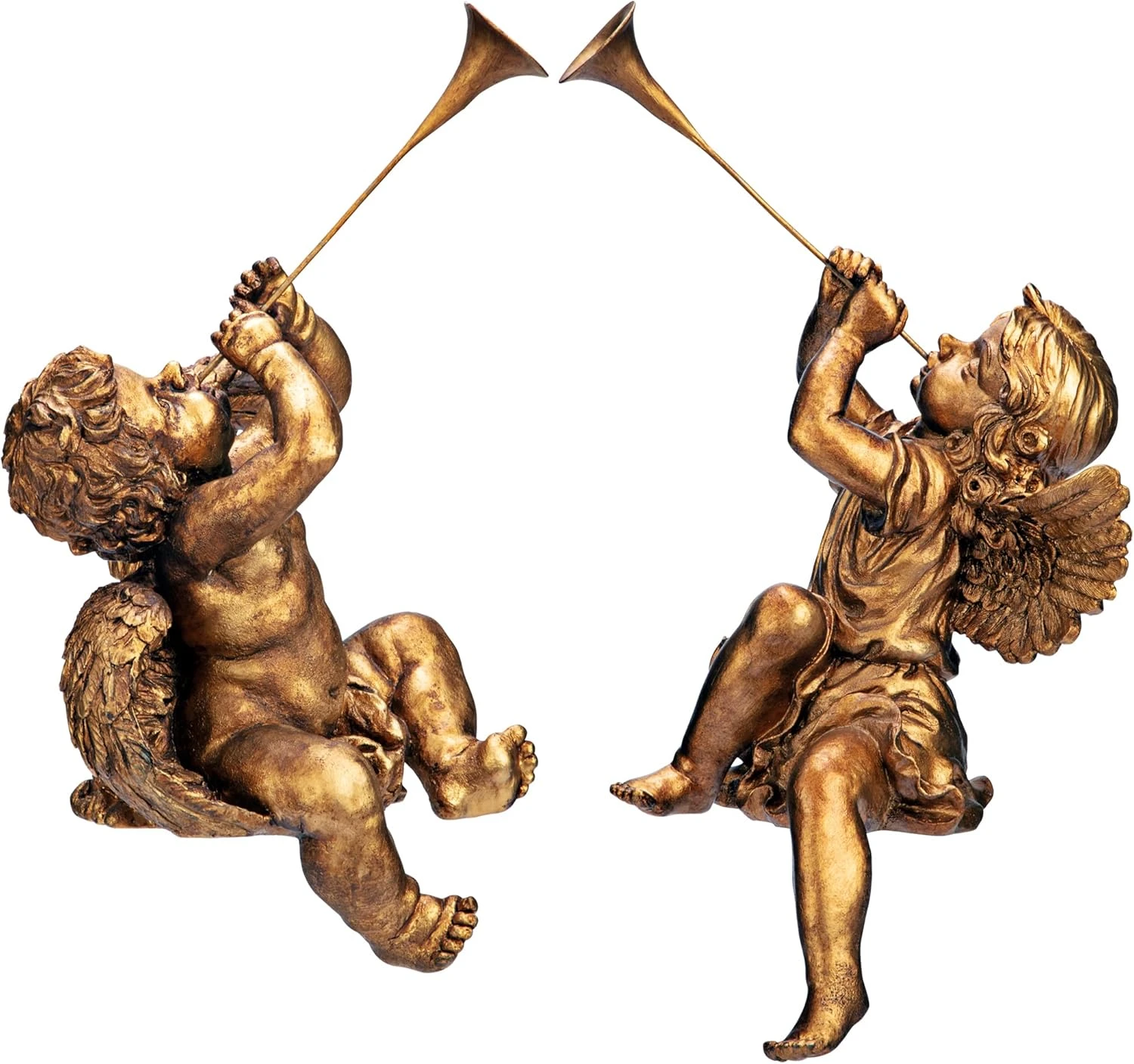 Design Toscano Christmas Decorations-Trumpeting Boy And Girl Of St. Peters Square-Holiday Angel Statue, Set Of 2, Gold, 2 Count 13 Design Toscano Christmas Decorations-Trumpeting Boy And Girl Of St. Peters Square-Holiday Angel Statue, Set Of 2, Gold, 2 Count - Image 11