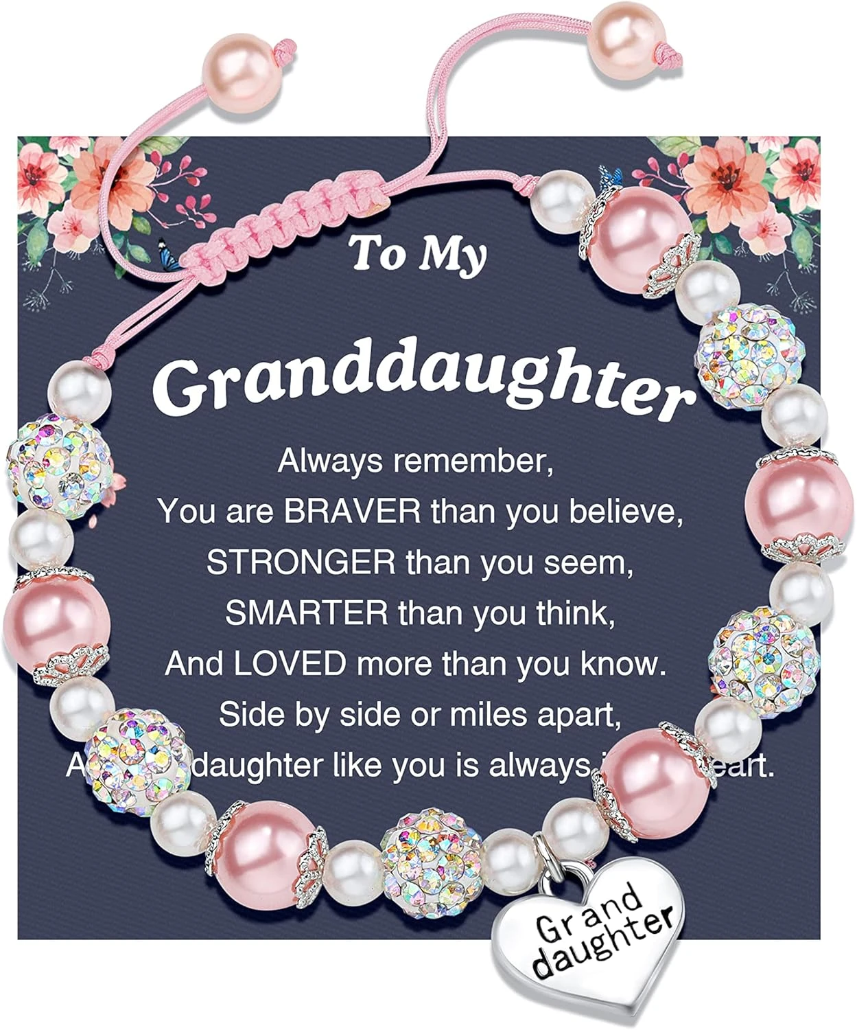 UNGENT THEM Pink Pearl And Rhinestone Bracelet For Girls Granddaughter Daughter Niece Big Sister Birthday Christmas Easter Gifts 3 UNGENT THEM Pink Pearl And Rhinestone Bracelet For Girls Granddaughter Daughter Niece Big Sister Birthday Christmas Easter Gifts