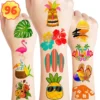 GENERIC Hawaiian Luau Tattoos Temporary Theme Birthday Party Decorations Supplies Favors Decor Cute Summer Beach Tattoo Stickers 8 Sheets 96 PCS Gifts For Kids Girls Boys Classroom Rewards Carnival Christmas