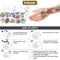 GENERIC Koala Temporary Tattoos Sticker - Ideal For Kids' Themed Birthday Party Supplies, Decorations, And Gifts - 8 Sheet 81PCS - Cute Favors For Boys Girls - Perfect For School Prizes, Christmas, Halloween 15 GENERIC Koala Temporary Tattoos Sticker - Ideal For Kids' Themed Birthday Party Supplies, Decorations, And Gifts - 8 Sheet 81PCS - Cute Favors For Boys Girls - Perfect For School Prizes, Christmas, Halloween -Xmas Mart Sales 818du4WlySL. SL1500