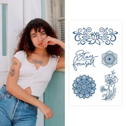Aresvns Temporary Tattoos Henna For Women Girls,Semi-Permanent Tattoo Sticker Waterproof And Long-Lasting 1-2 Weeks,Realistic Fake Tattoo Flowers Style Christmas Gift -Xmas Mart Sales 818ml7kUYgS. SL1500