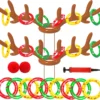 Dokeawo Christmas Games Inflatable Reindeer Antler Ring Toss Game Christmas Ring Toss Games Kids Christmas Party Supplies Funny For Kids&Adults