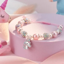 HGDEER Little Girls Unicorn Bracelet For Daughter/Granddaughter/Niece | Pink Pearl And Rhinestone Balls Bracelet | Adjustable Length | Suitable For Christmas And Birthday Gifts -Xmas Mart Sales 819JC 4VpPL. AC UL1500