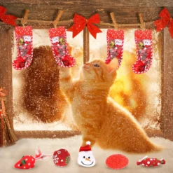 Jupsk 10 Pcs Christmas Cat Toys, Christmas Pet Stocking With Teasing Cat Wand And Toys Balls, Xmas Interactive Chew Toy For Pet Indoor Cats Kitten -Xmas Mart Sales 819UTYLLXJL. AC SL1500