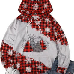 ASTANFY Christmas Hoodie For Women Christmas Tree Plaid Shirt Merry Christmas Sweatshirts Xmas Snowflake Pullover With Pocket -Xmas Mart Sales 81Arjy7iqDL. AC UL1500